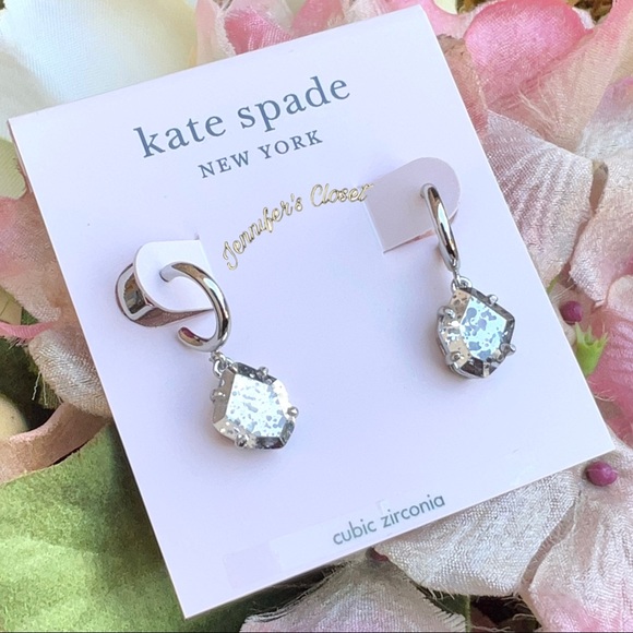 NWT ♠️ Kate Spade Stone Huggie Hoop Earrings - Picture 4 of 8